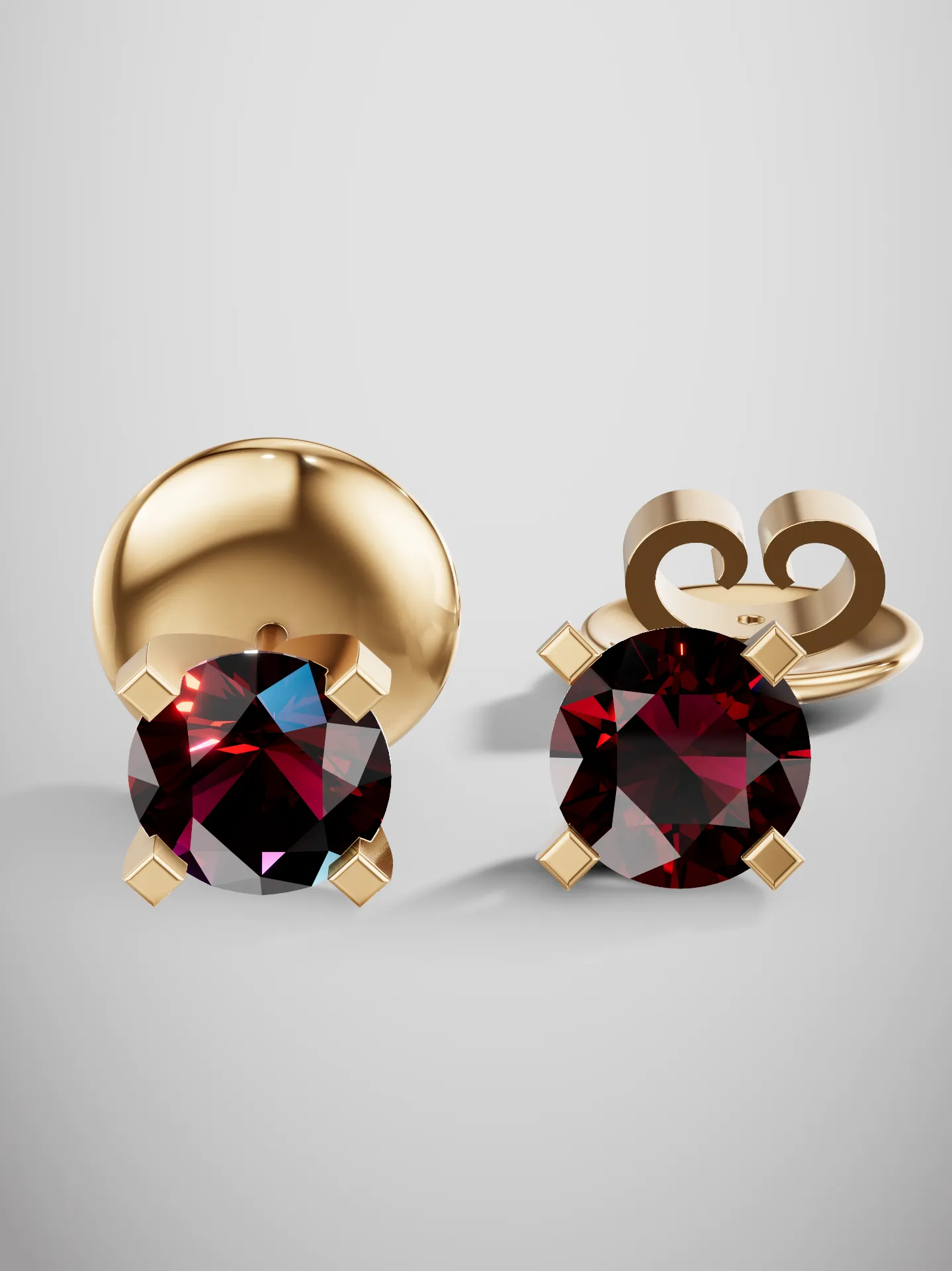 Mozambique garnet solitaire stud earrings