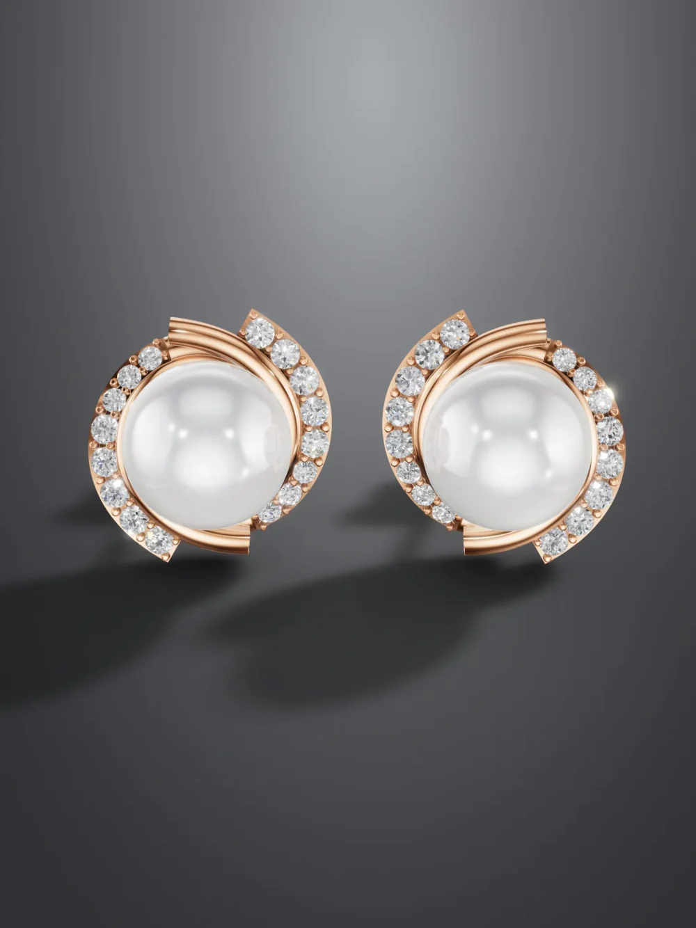 Infinite elegance pearl stud earrings - rose gold plated