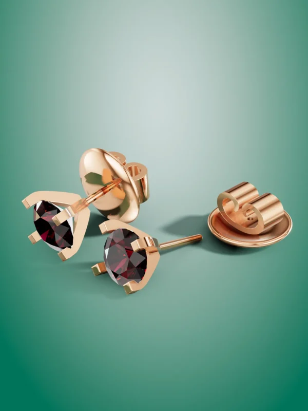 Mozambique Garnet Solitaire Stud Earrings