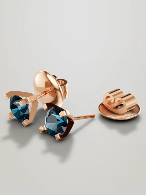 Ocean Bloom London Blue Topaz Earrings - Rose Gold Plated