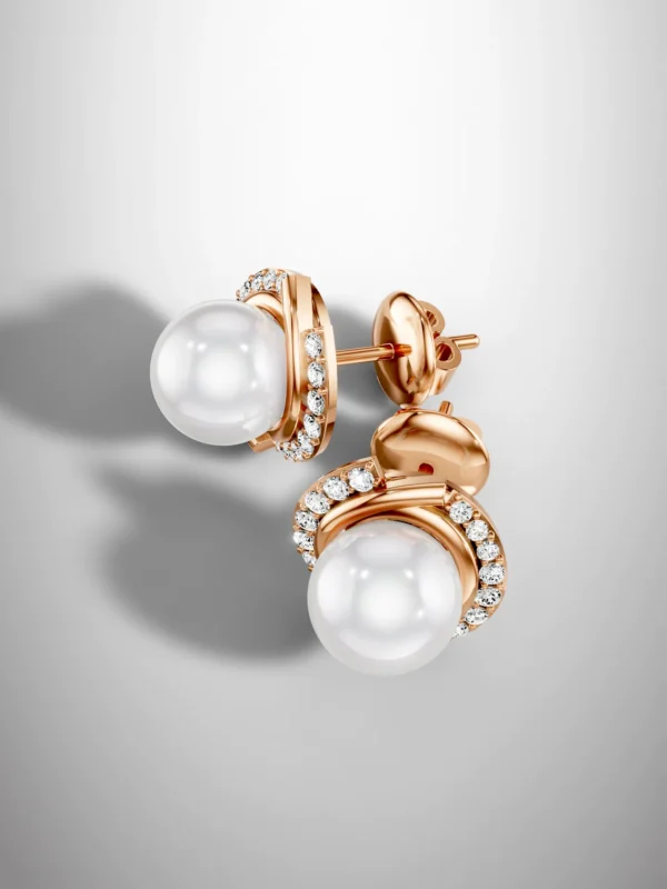 Romantic Glow Infinite Elegance Pearl Stud Earrings - Rose Gold Halo