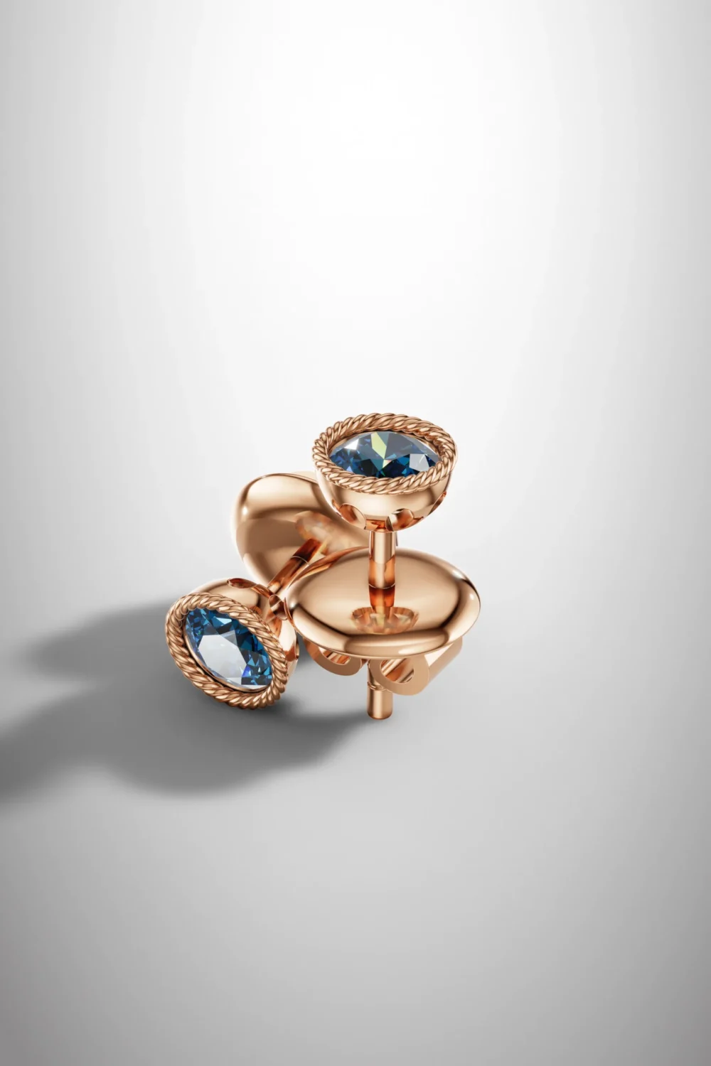 Midnight orchid rope london blue topaz halo earrings