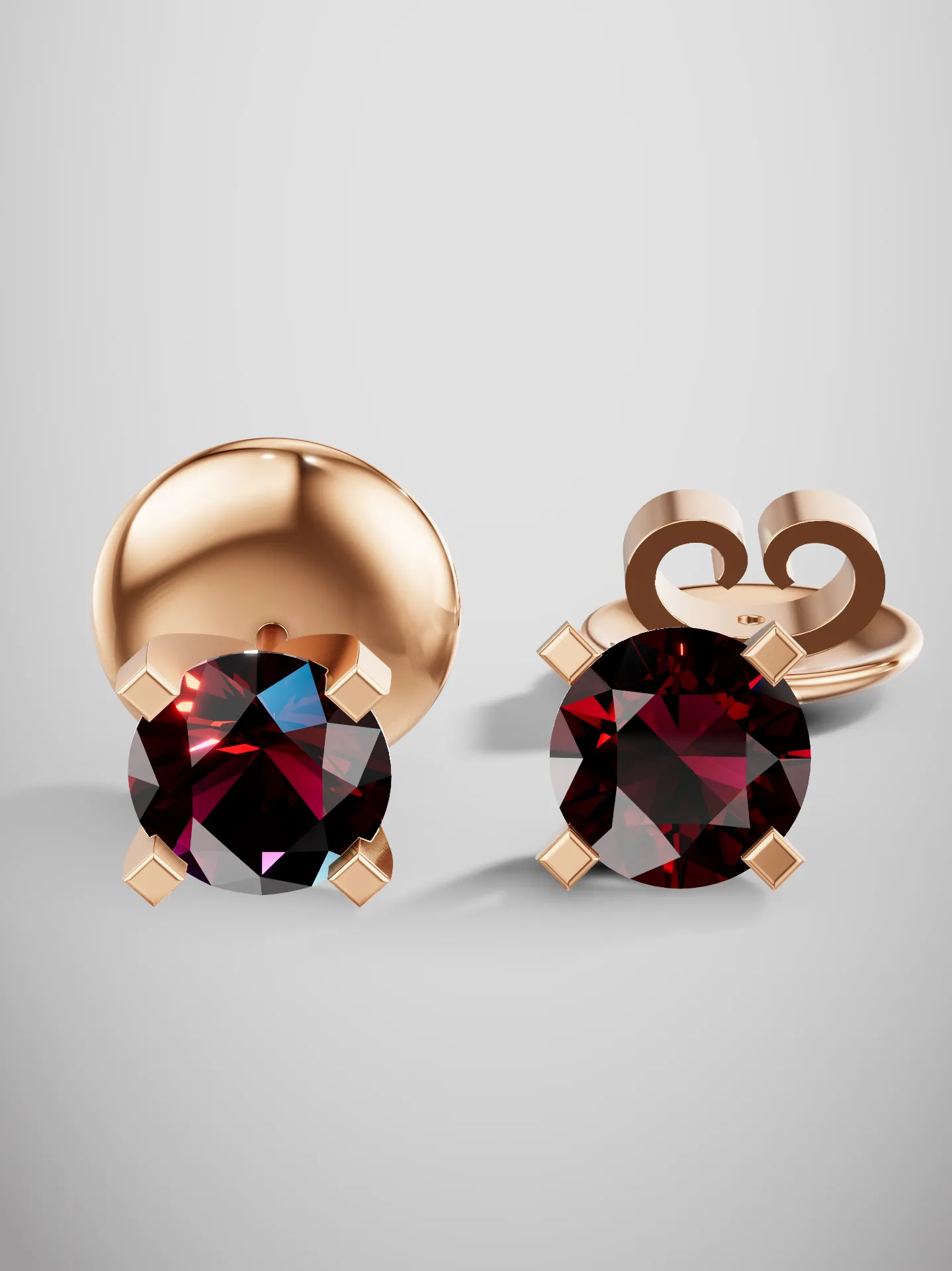 Mozambique garnet solitaire stud earrings