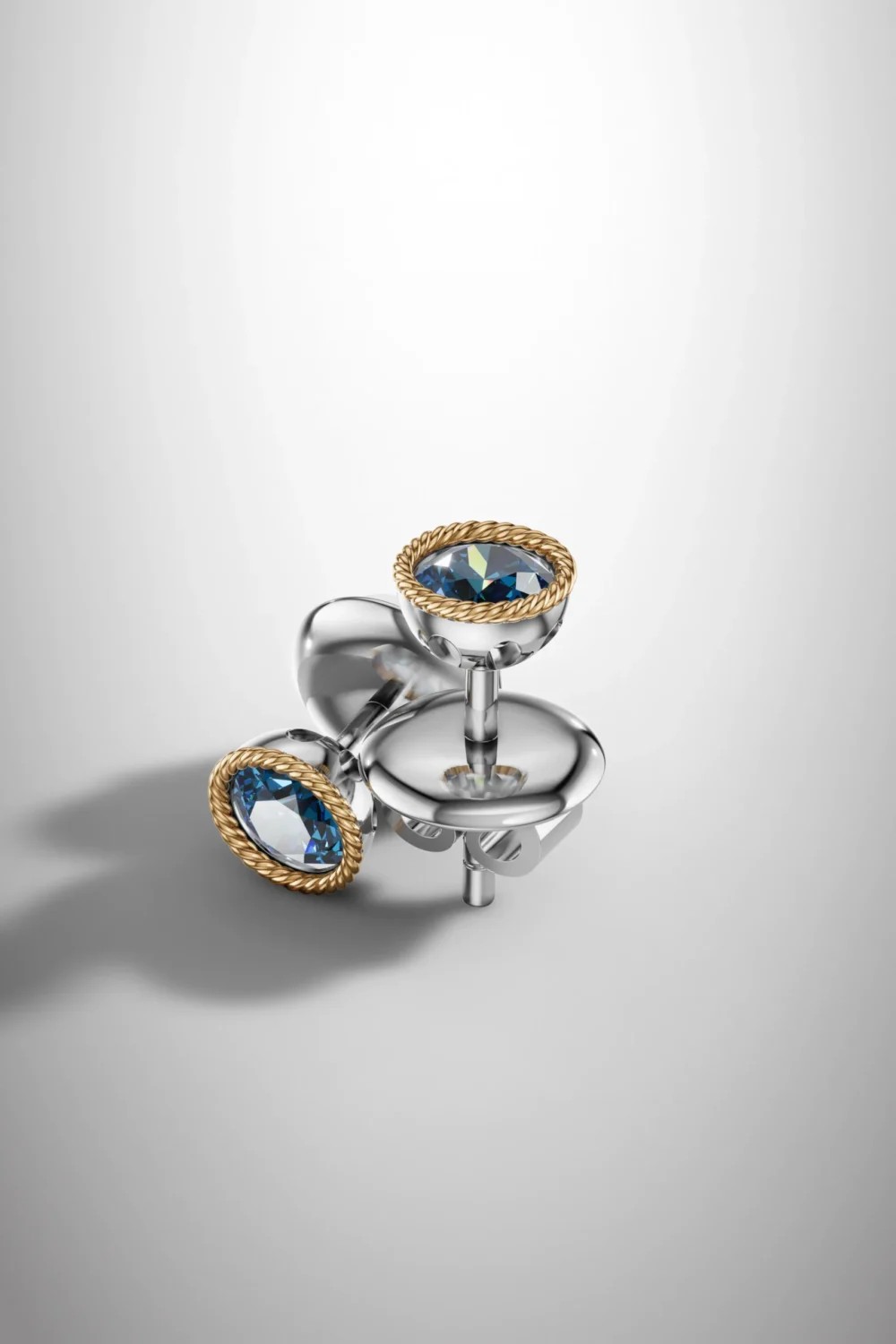 Classic petal rope london blue topaz halo earrings