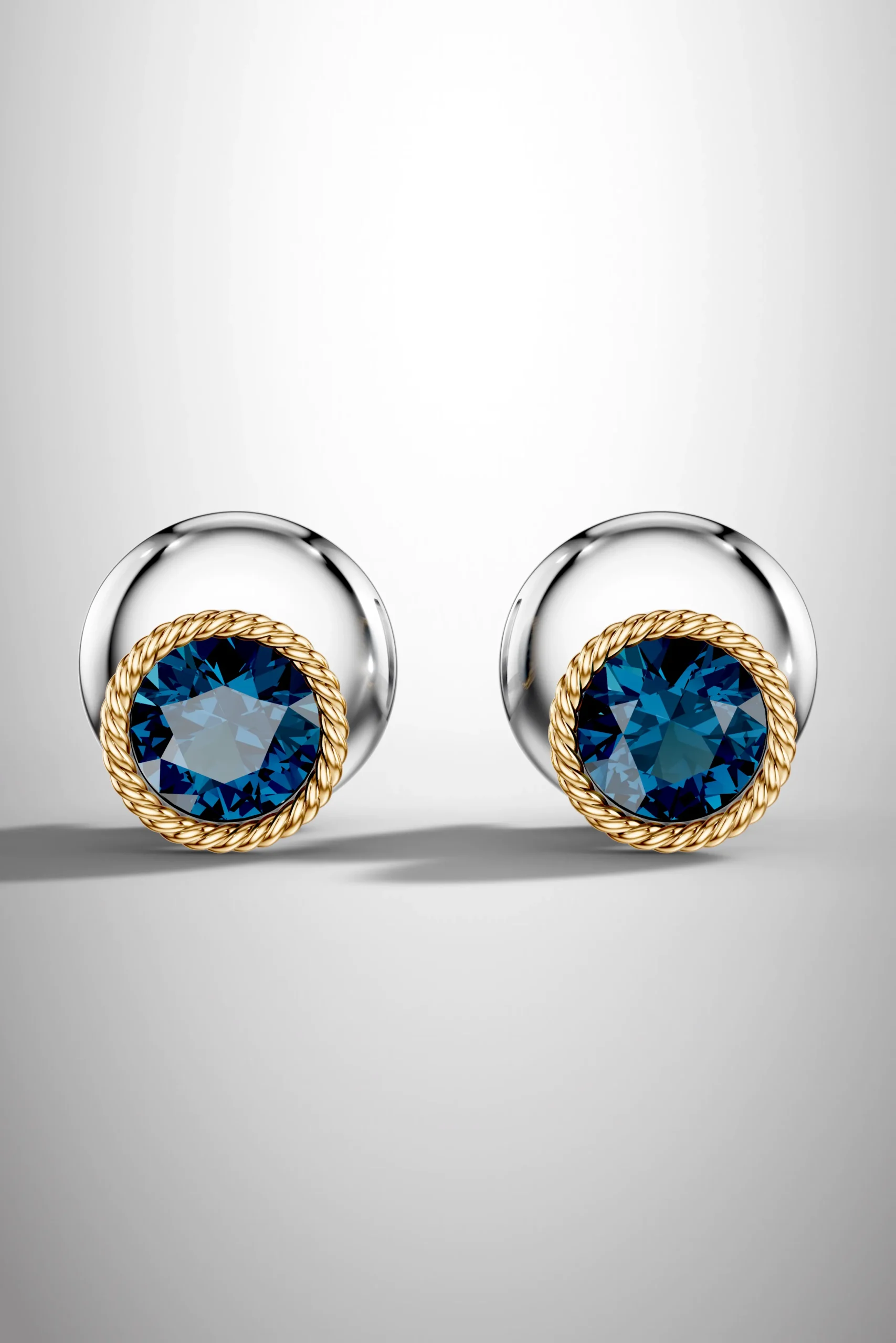 Classic petal rope london blue topaz halo earrings