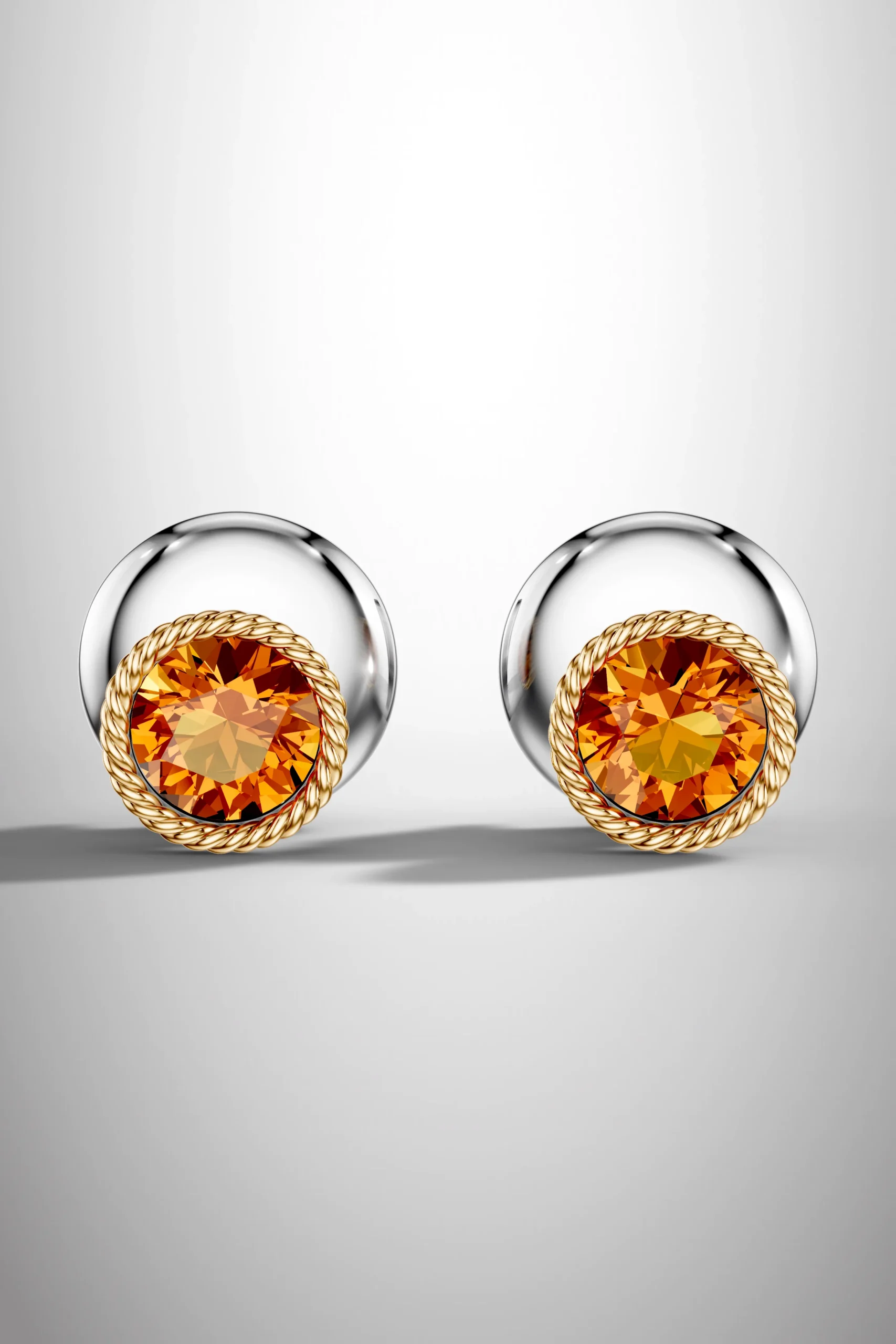 Classic petal citrine halo earrings