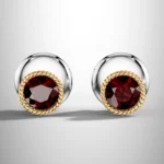 Ethereal Rope Garnet Halo Earrings
