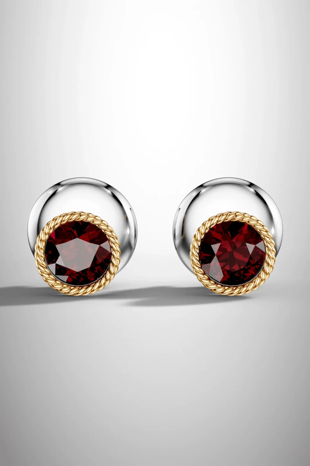Ethereal rope garnet halo earrings