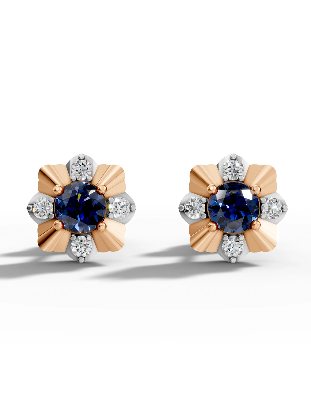 Sunlit grace sapphire studs - white gold & rose gold plated
