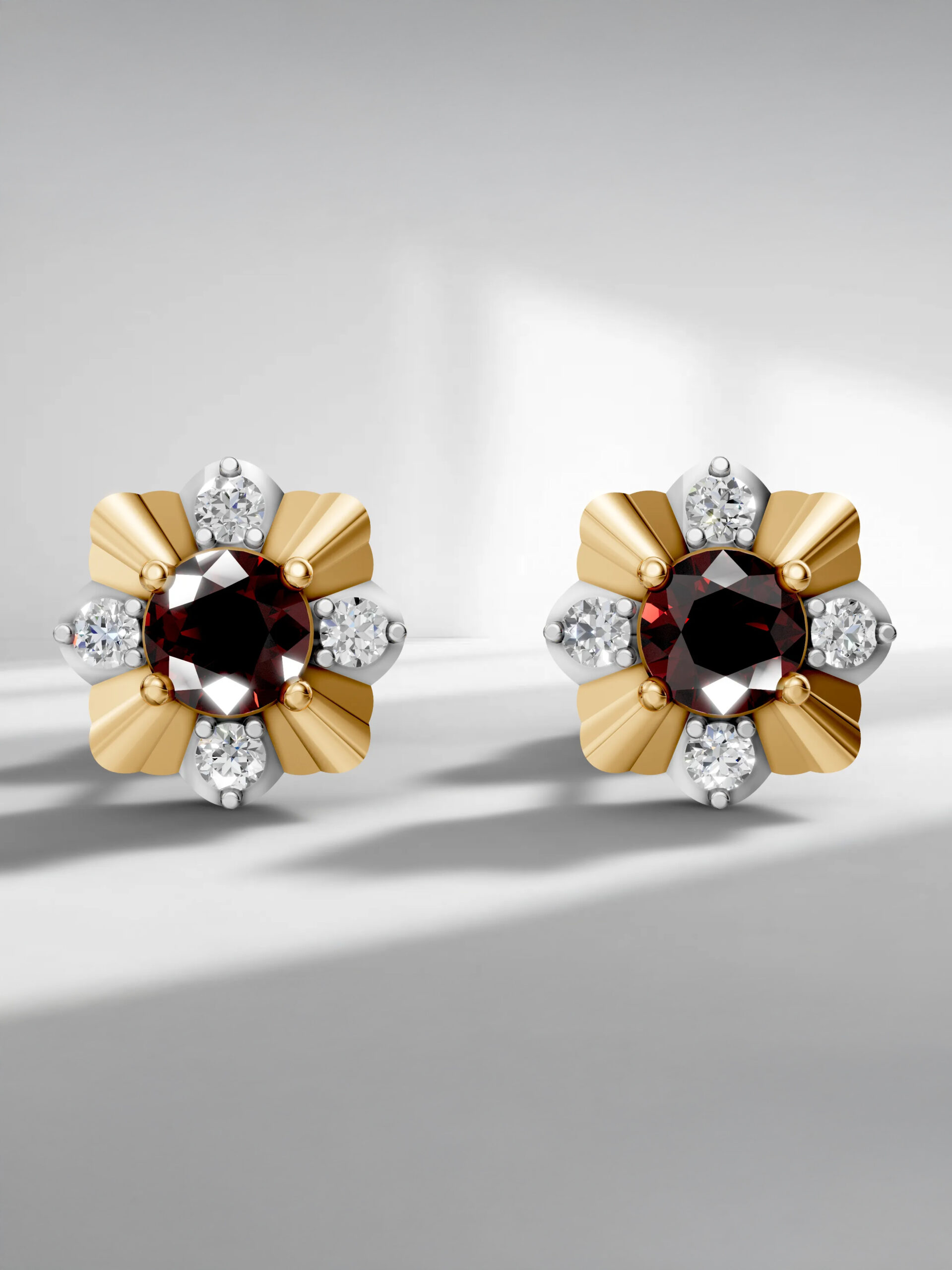 Classic petal garnet studs