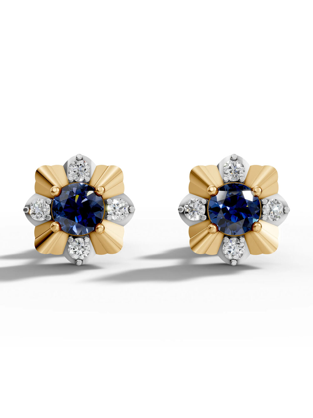 Classic petal sapphire studs - white gold & gold plated