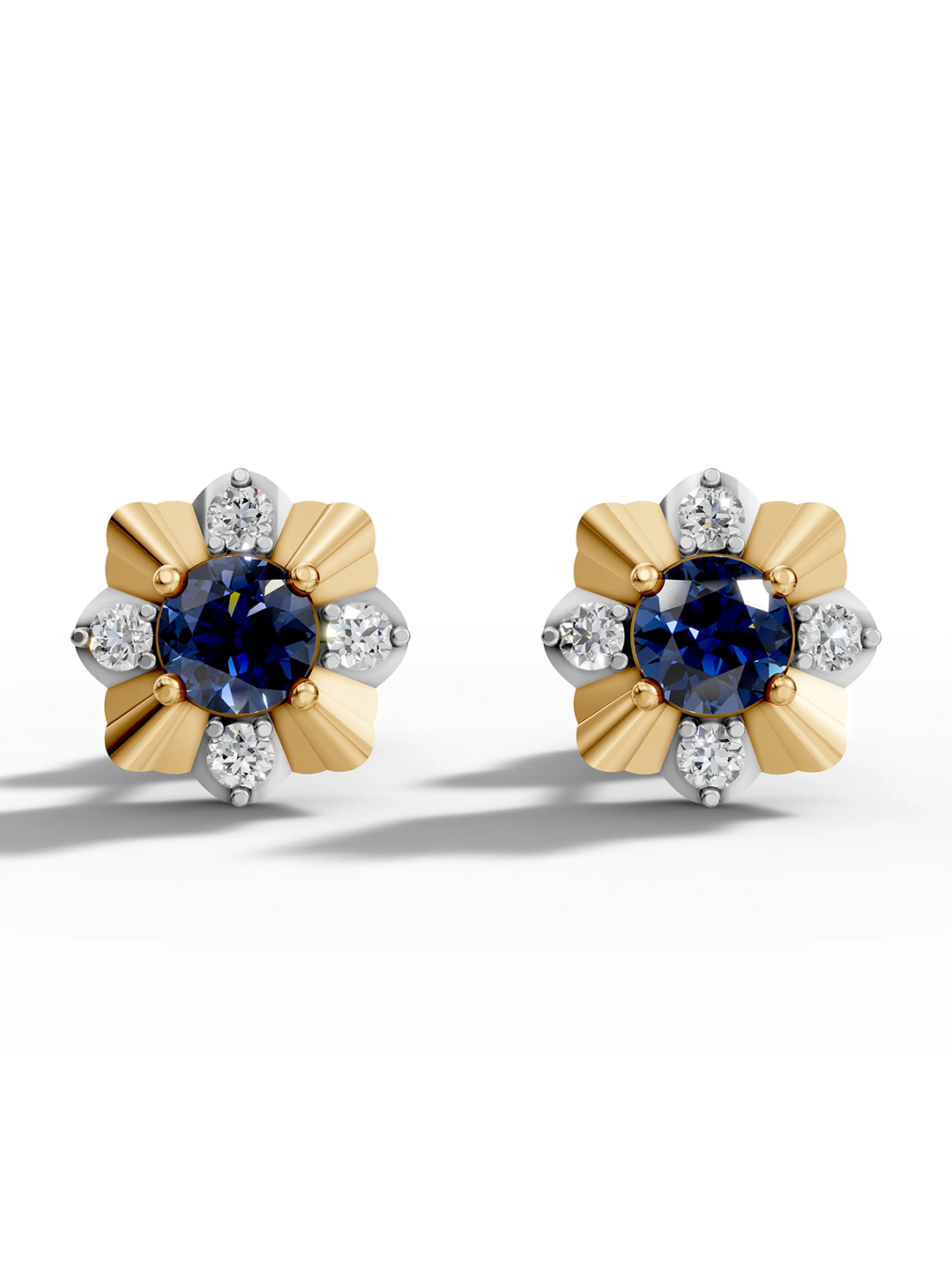 Classic petal sapphire studs - white gold & gold plated