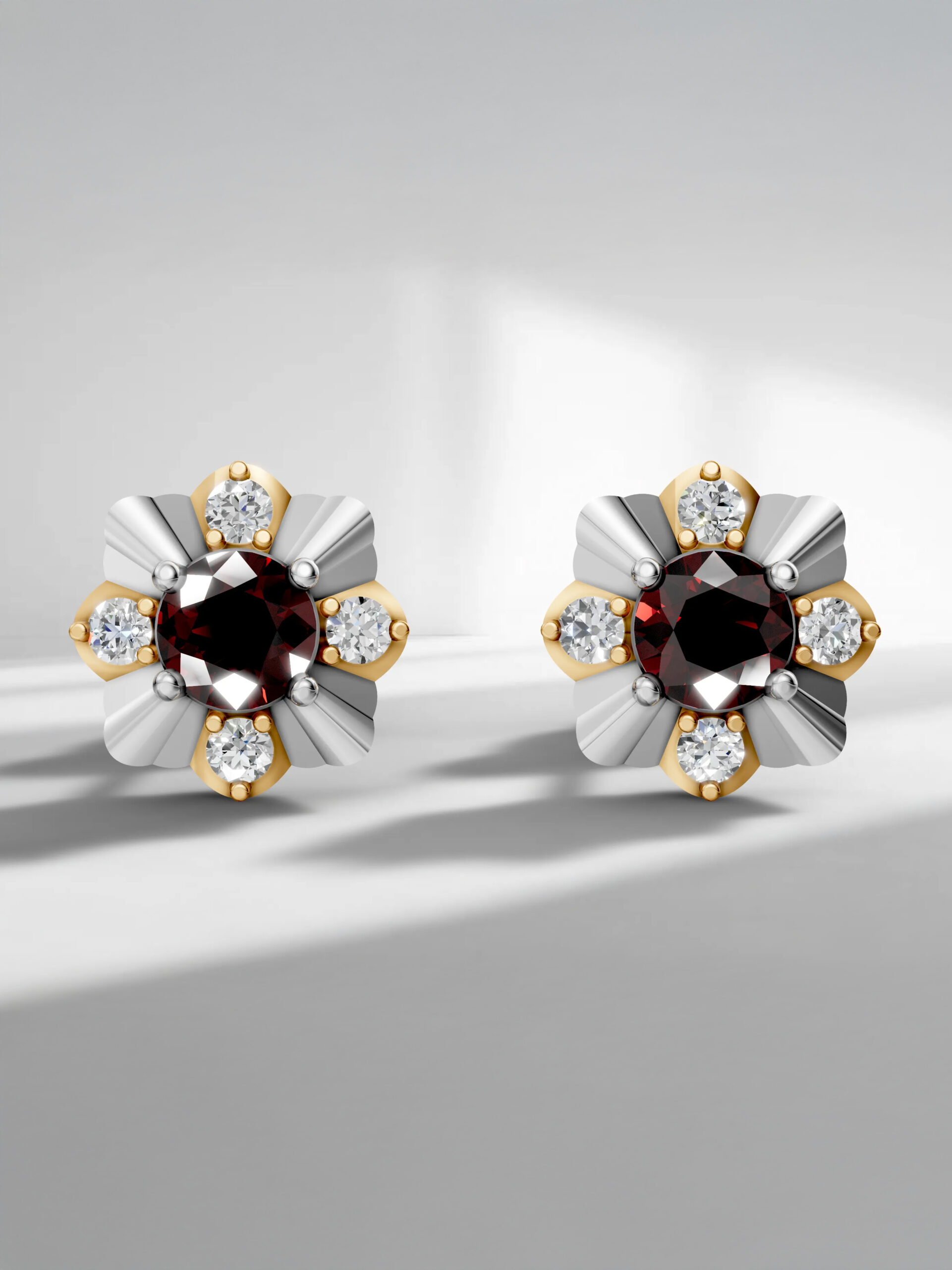 Royal bloom garnet studs