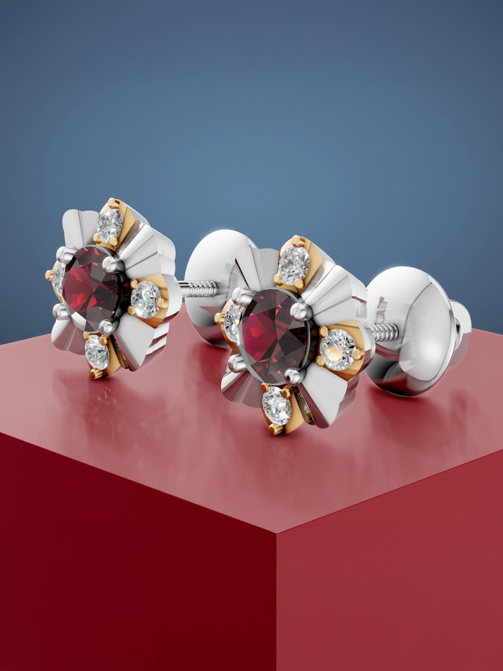 Royal bloom garnet studs