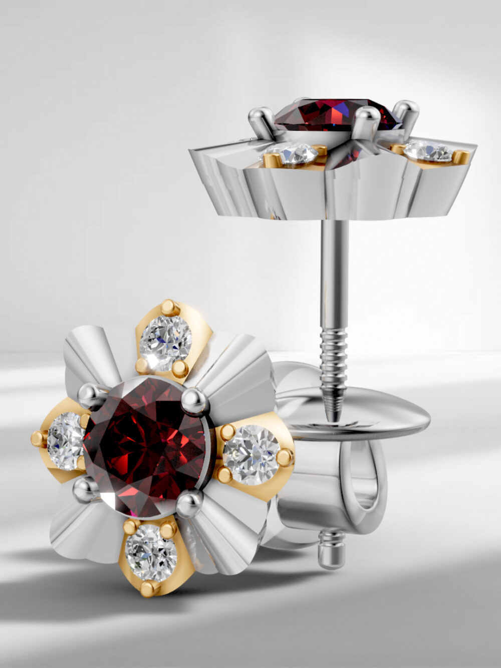Royal bloom garnet studs