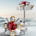 Ruby Flower Stud Earrings