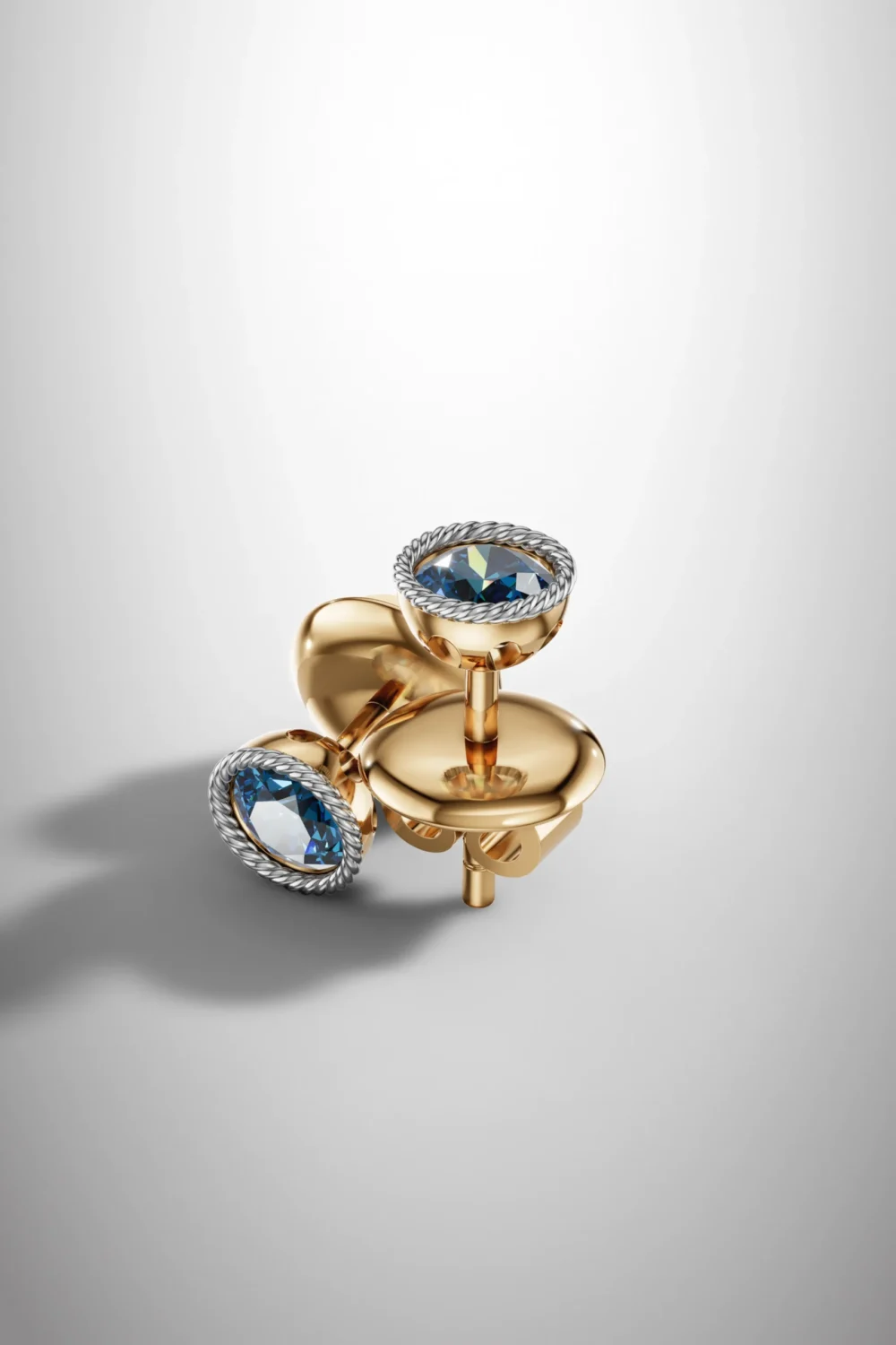 Royal bloom rope london blue topaz halo earrings
