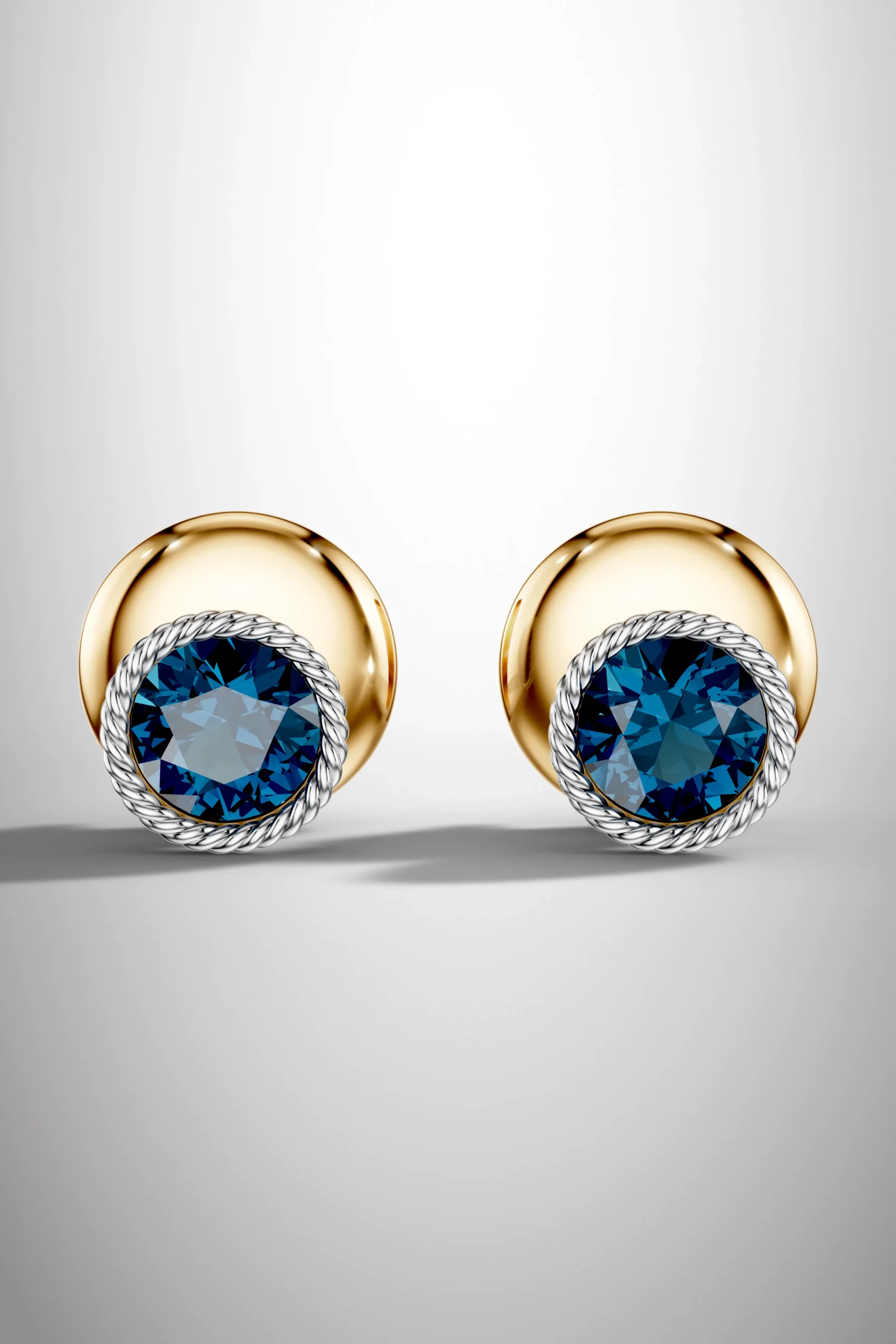 Royal bloom rope london blue topaz halo earrings