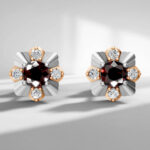 Garnet Flower Stud Earrings
