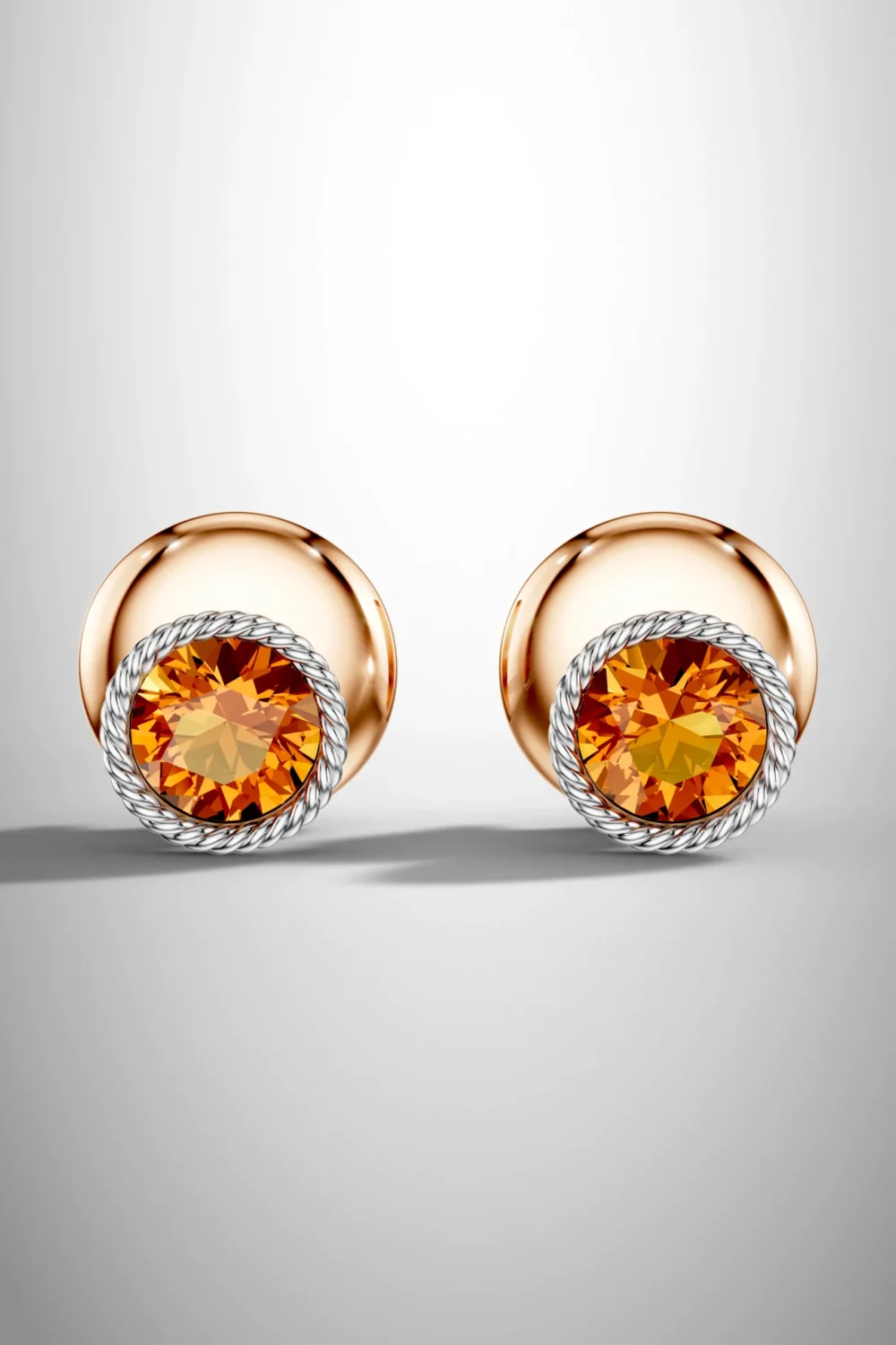Rose elegance citrine halo earrings