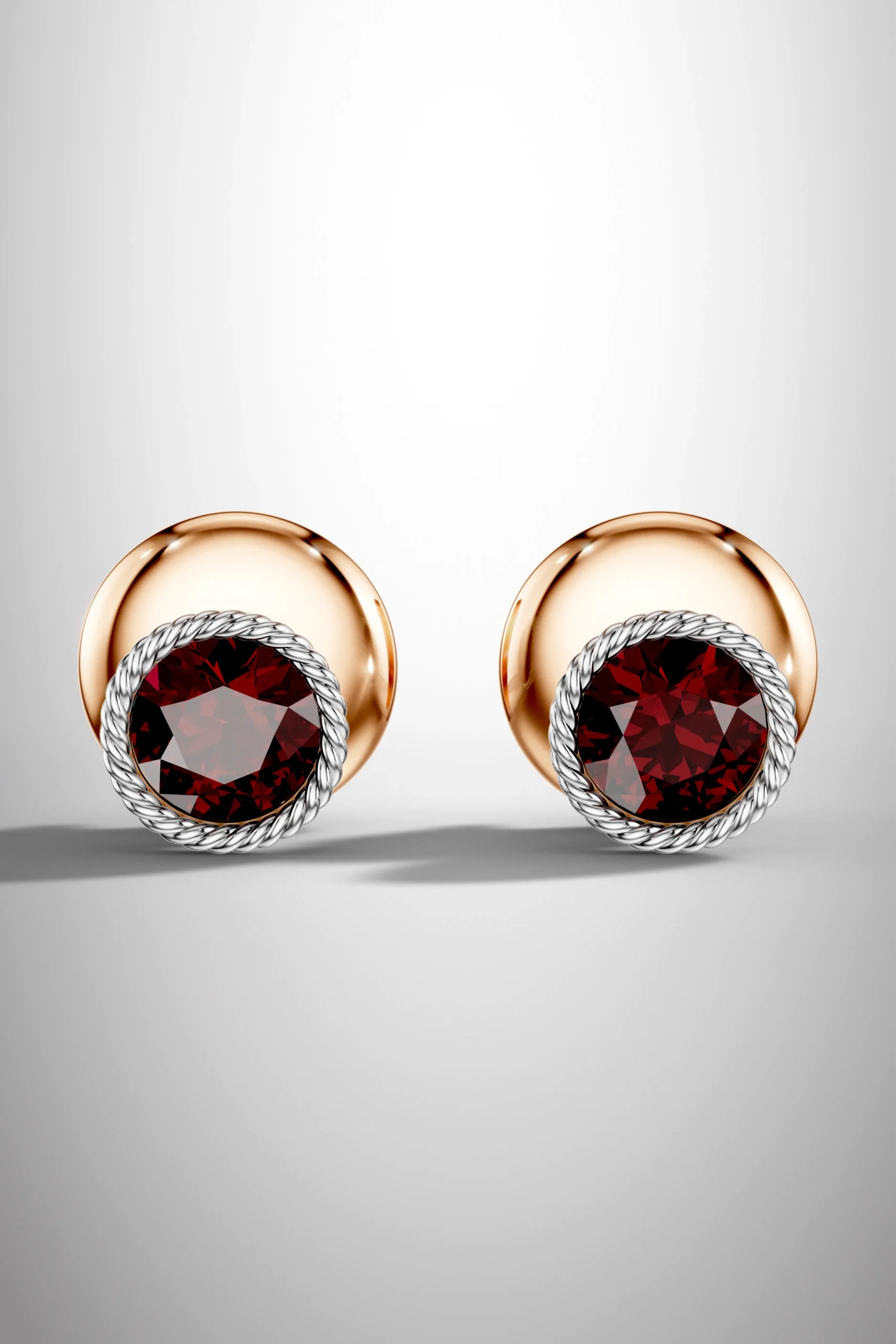 Rose elegance garnet halo earrings