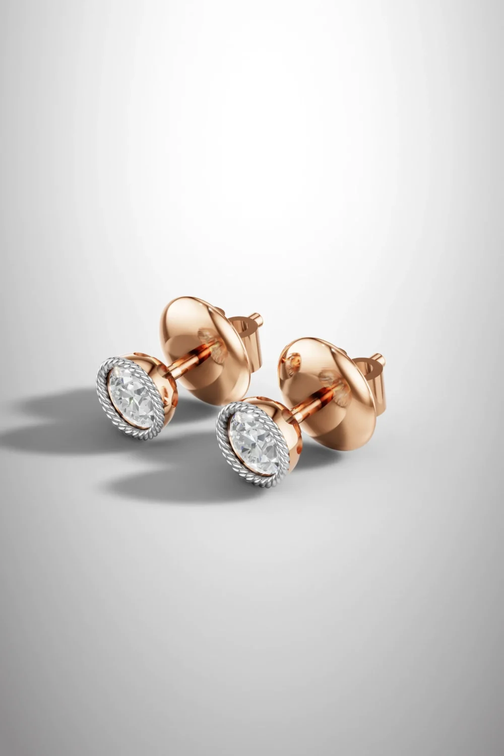 Rose elegance moissanite halo earrings