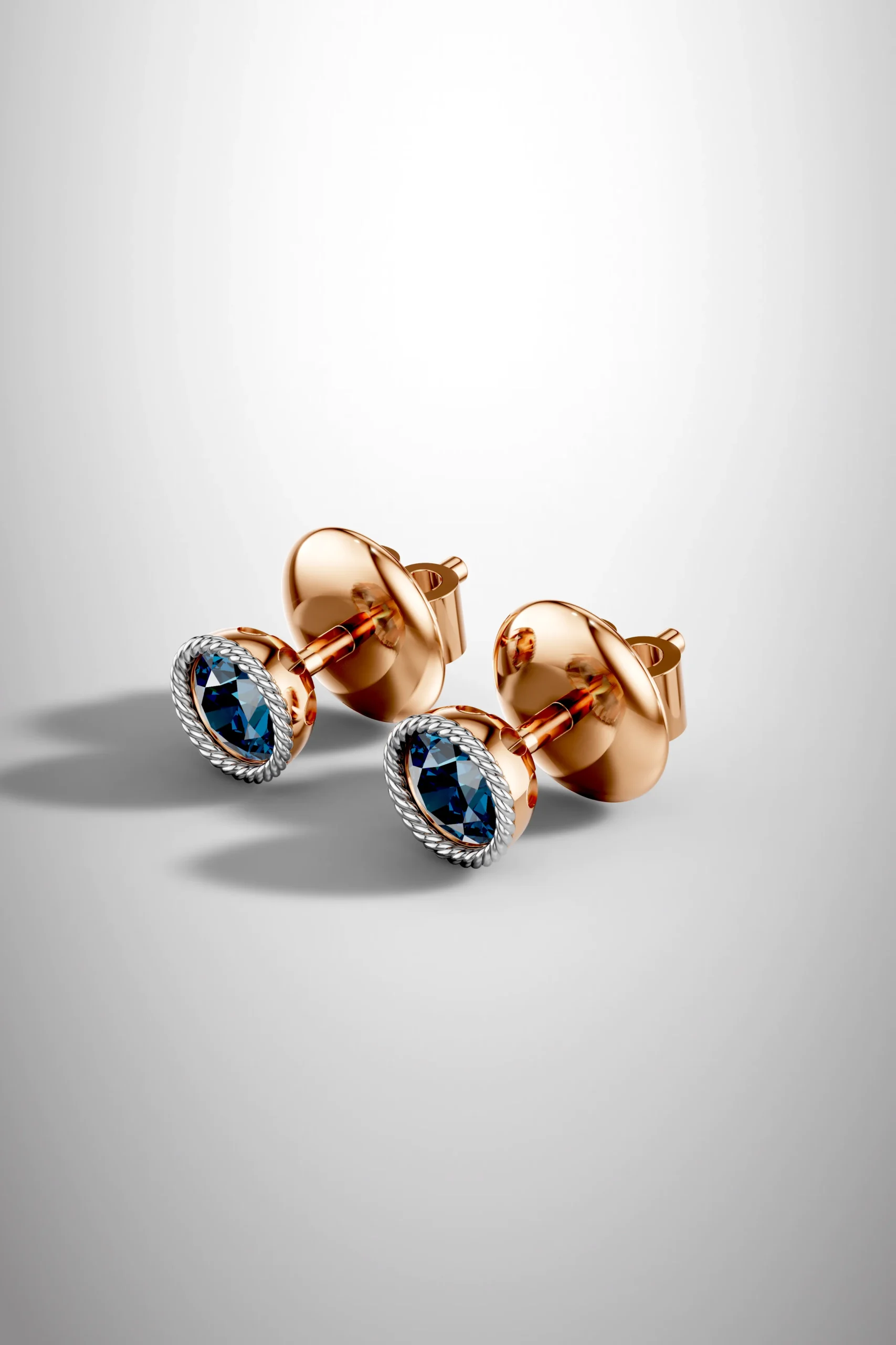 Rose elegance rope london blue topaz halo earrings