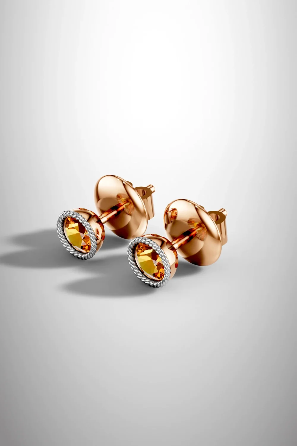 Rose elegance citrine halo earrings