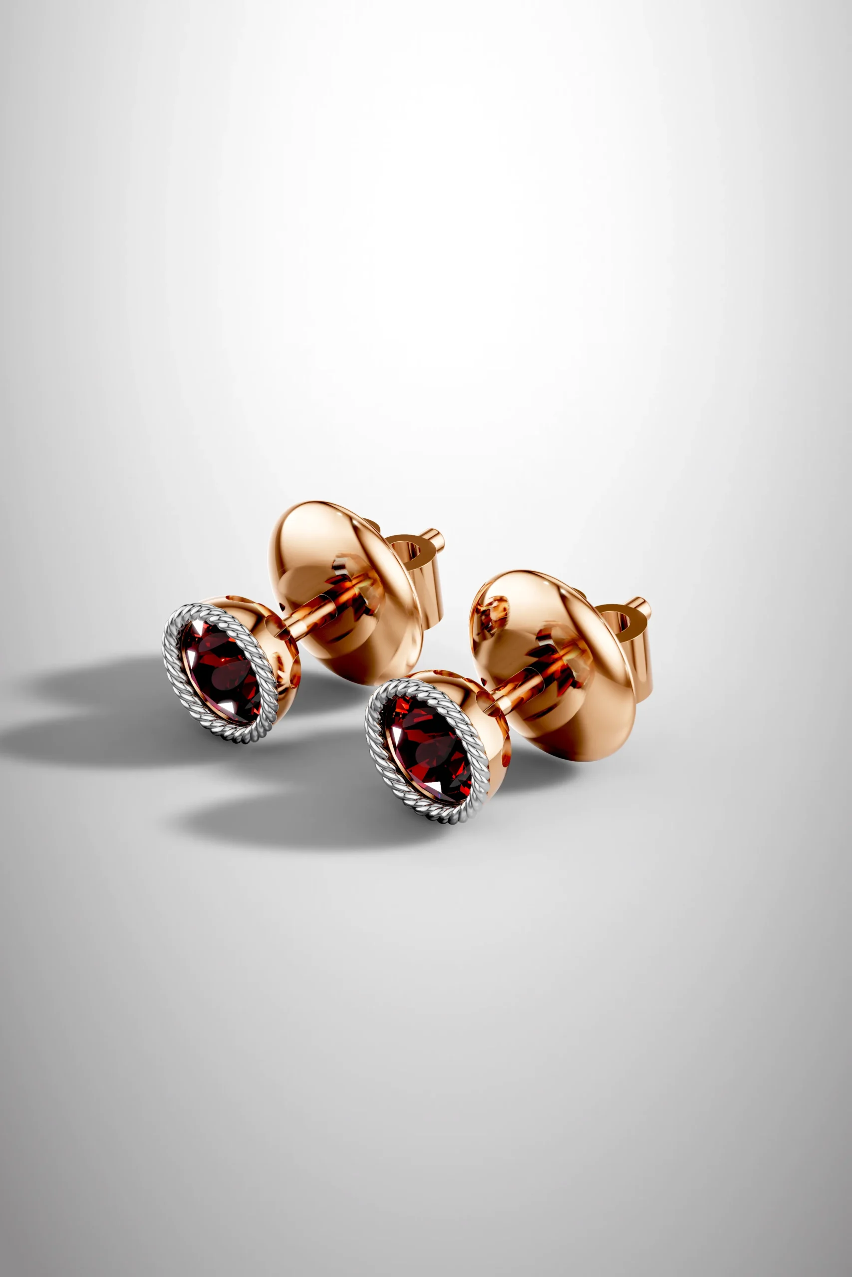 Rose elegance garnet halo earrings