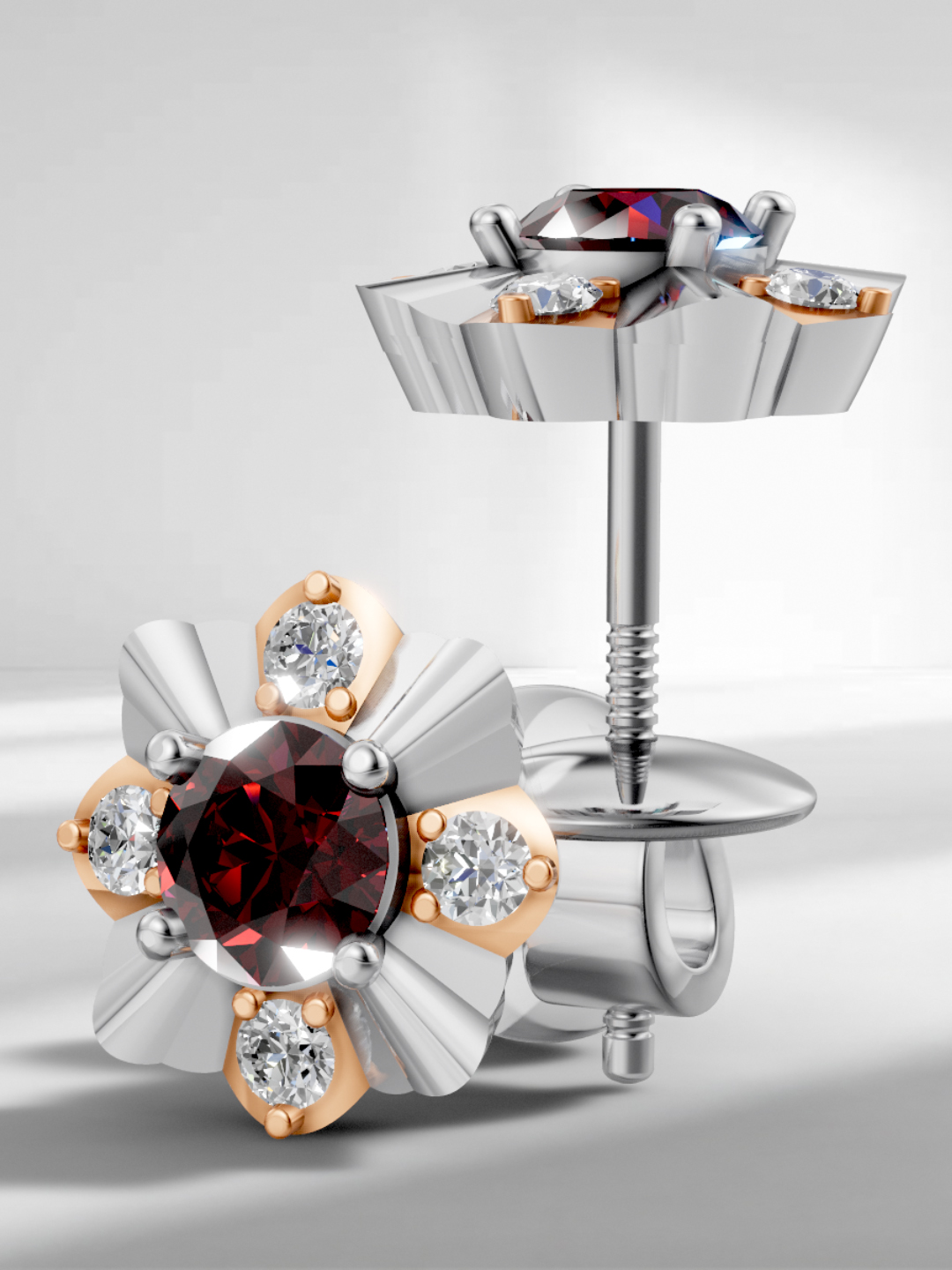 Rose elegance garnet studs