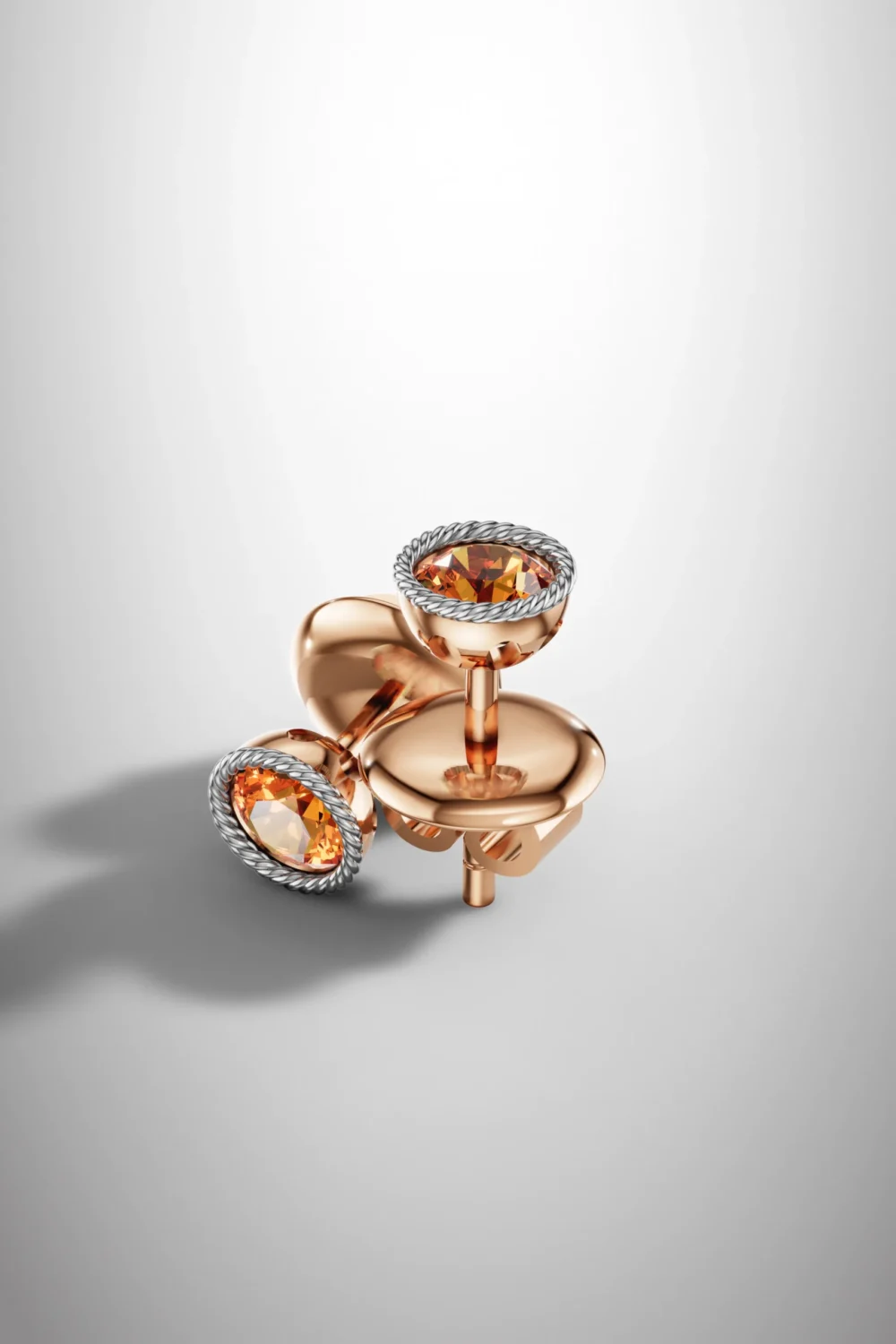 Rose elegance citrine halo earrings