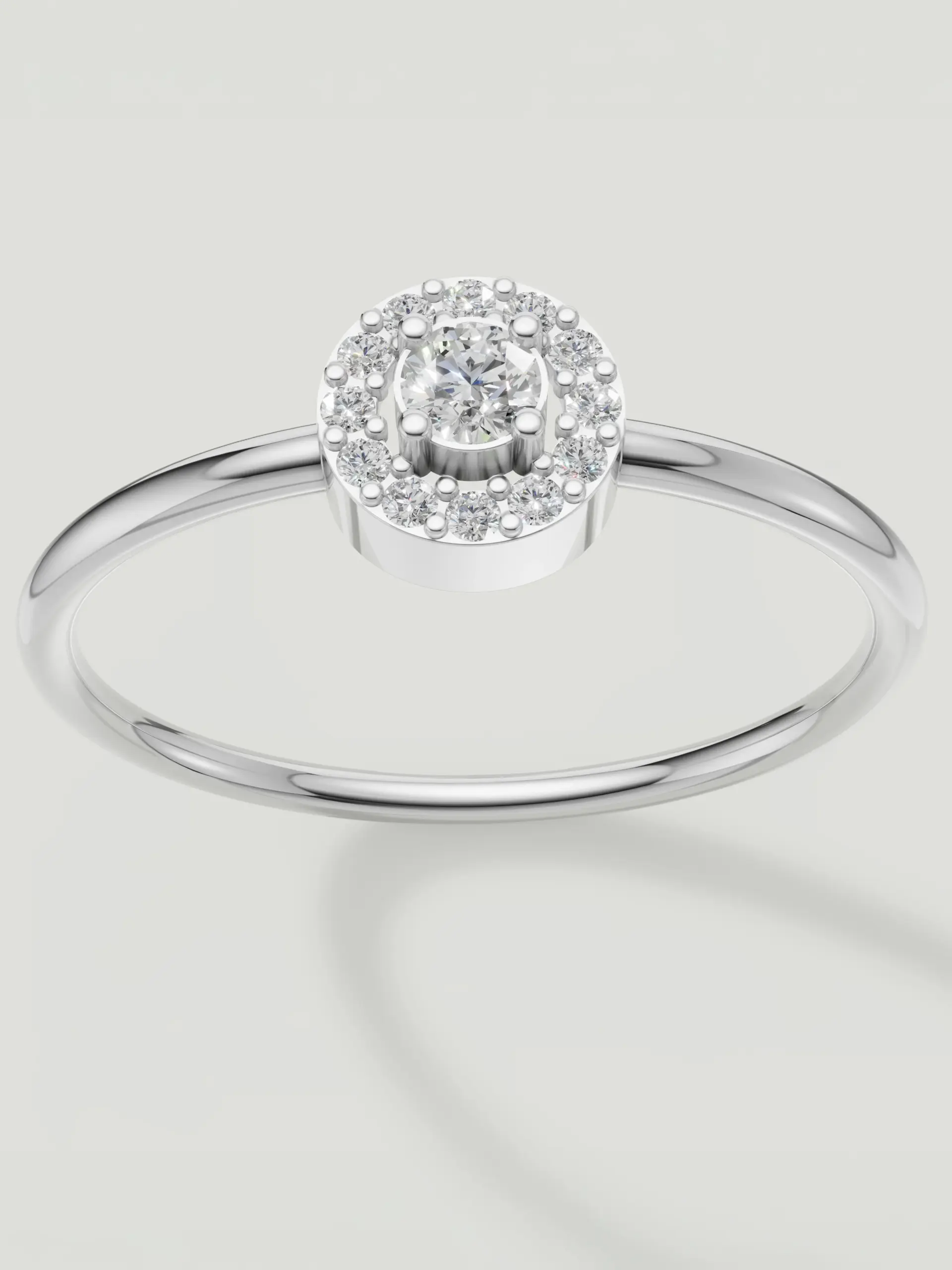 Celeste Round Halo Moissanite Ring White Gold Front View