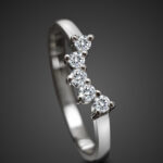 Five Stone Moissanite Curved Ring in White Gold Plated Sterling Silver
