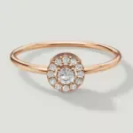 Top view of the Round Halo Moissanite Ring in Rose Gold Plated 925 Sterling Silver.