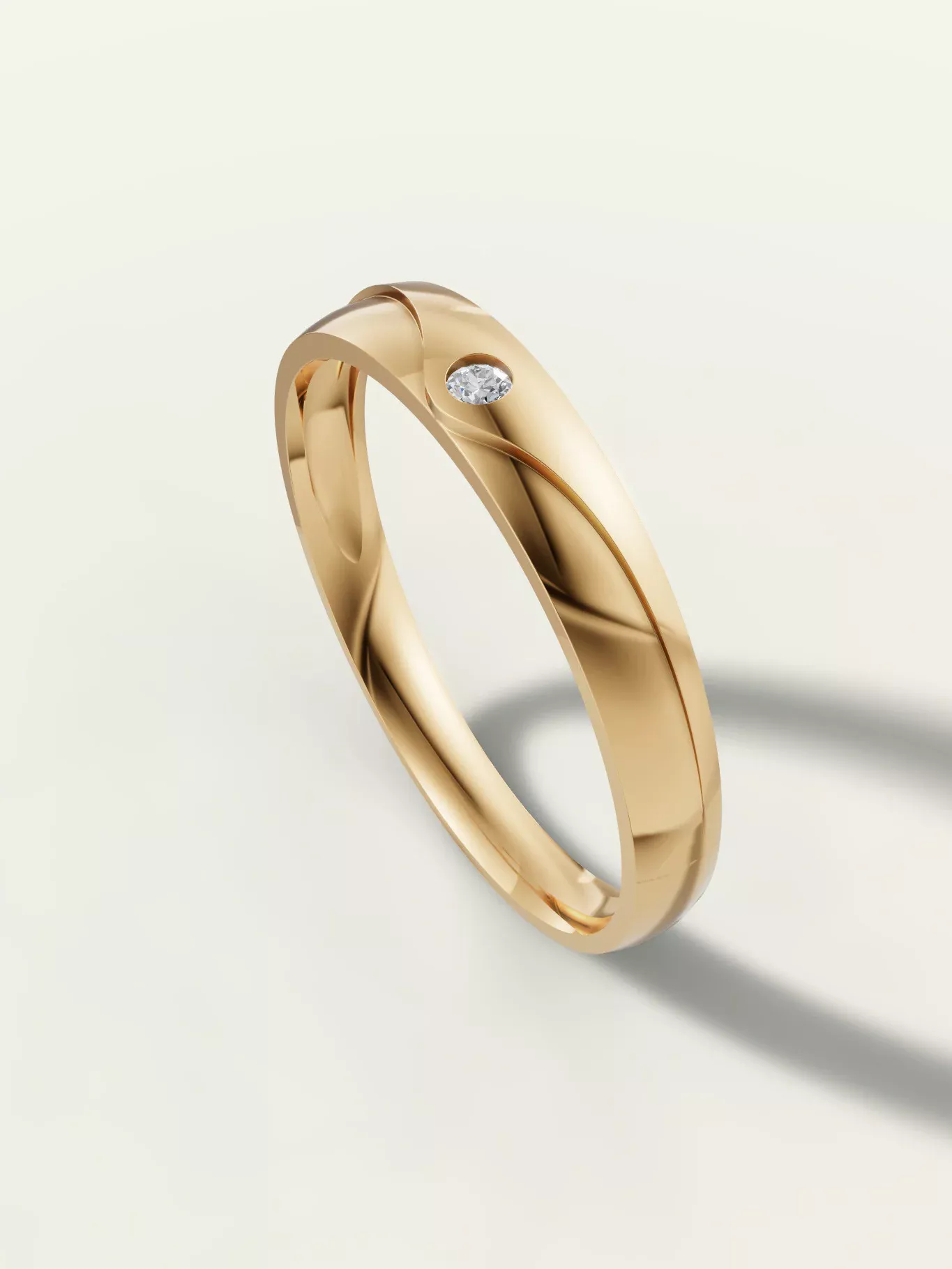 Moissanite Band Ring Yellow Gold Plated Eternal Wave Moissanite Band Ring