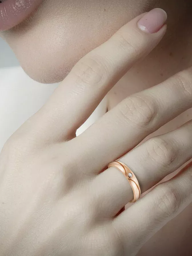 Moissanite Band Ring Woman wearing Eternal Wave Moissanite Band Ring